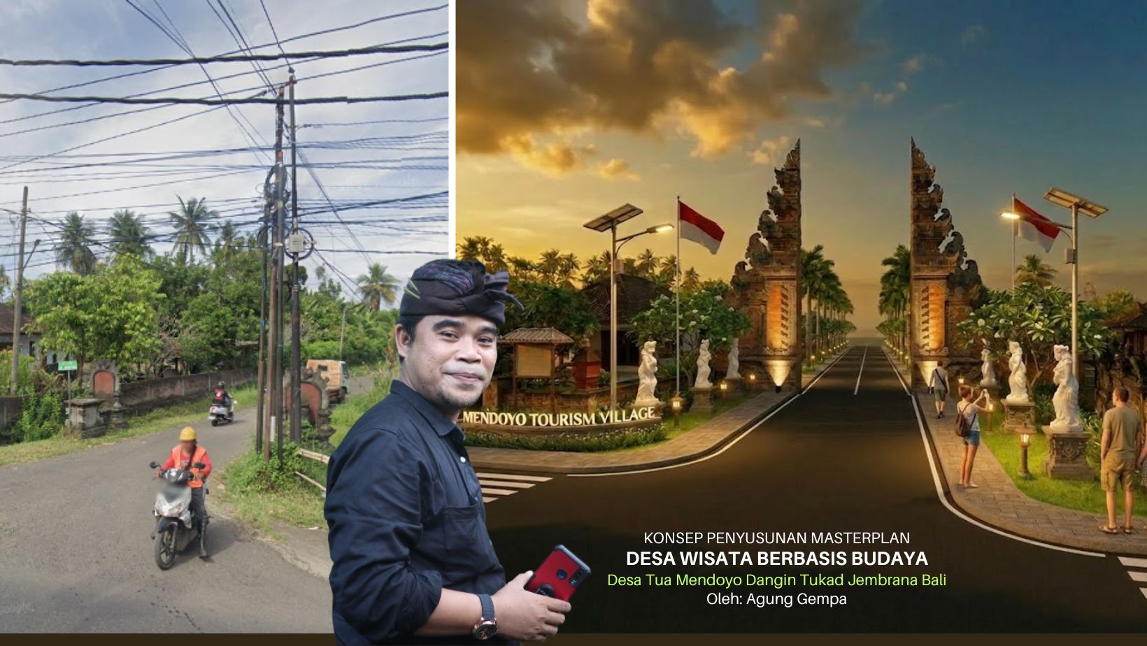 Agung Gempa bersama visual konsep Desa Wisata Mendoyo Dangin Tukad berbasis budaya